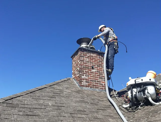 Dedicated Windham Chimney Sweep team member cleaning a chimney in Windham, CT