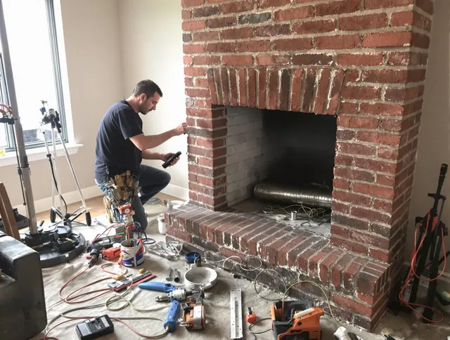 Windham Chimney Sweep specialist finalizing chimney liner service in Windham, CT