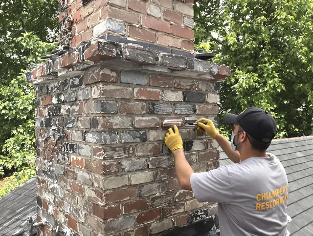 In-progress chimney restoration by Windham Chimney Sweep in Windham, CT