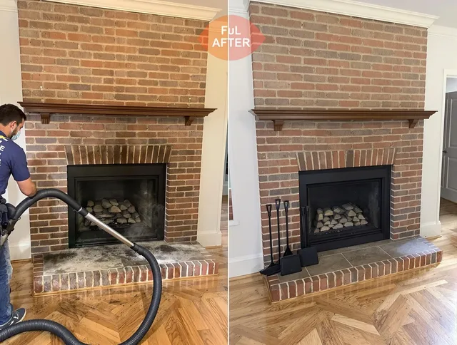 Windham Chimney Sweep carefully sanitizing a fireplace in Windham, CT