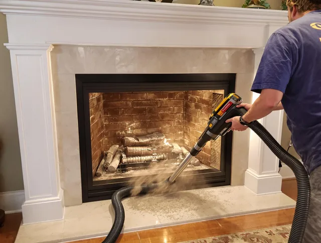 Fireplace cleaning performed by Windham Chimney Sweep in Windham, CT