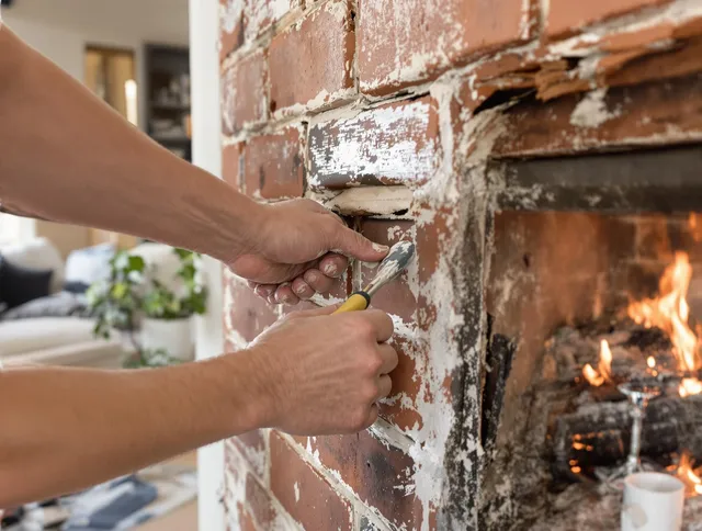 Routine fireplace repair by Windham Chimney Sweep in Windham, CT